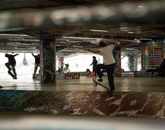 Skaters at Southbank Skatepark, London